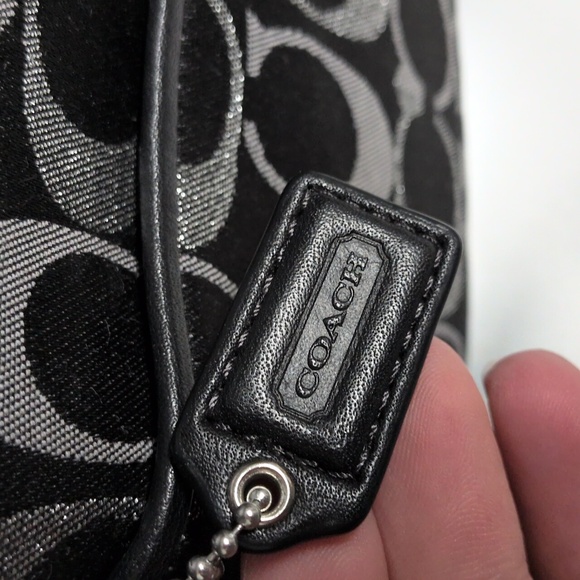 Coach SET Mickie Shoulder Bag Red Metallic Pebble Leather & Signature Wristlet - Picture 16 of 17